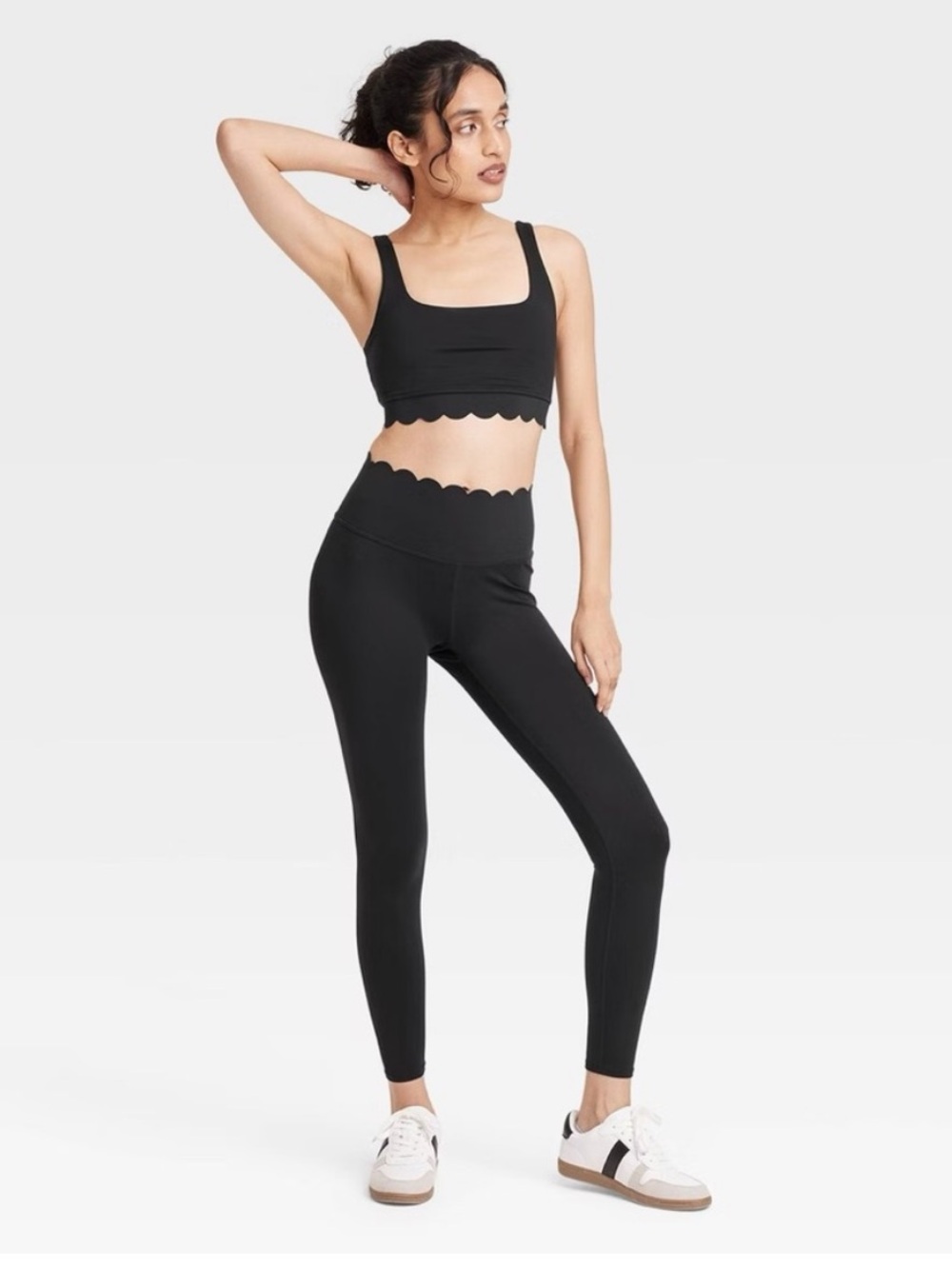 Joy Lab Black Scallop Edge Crop Sports Bra